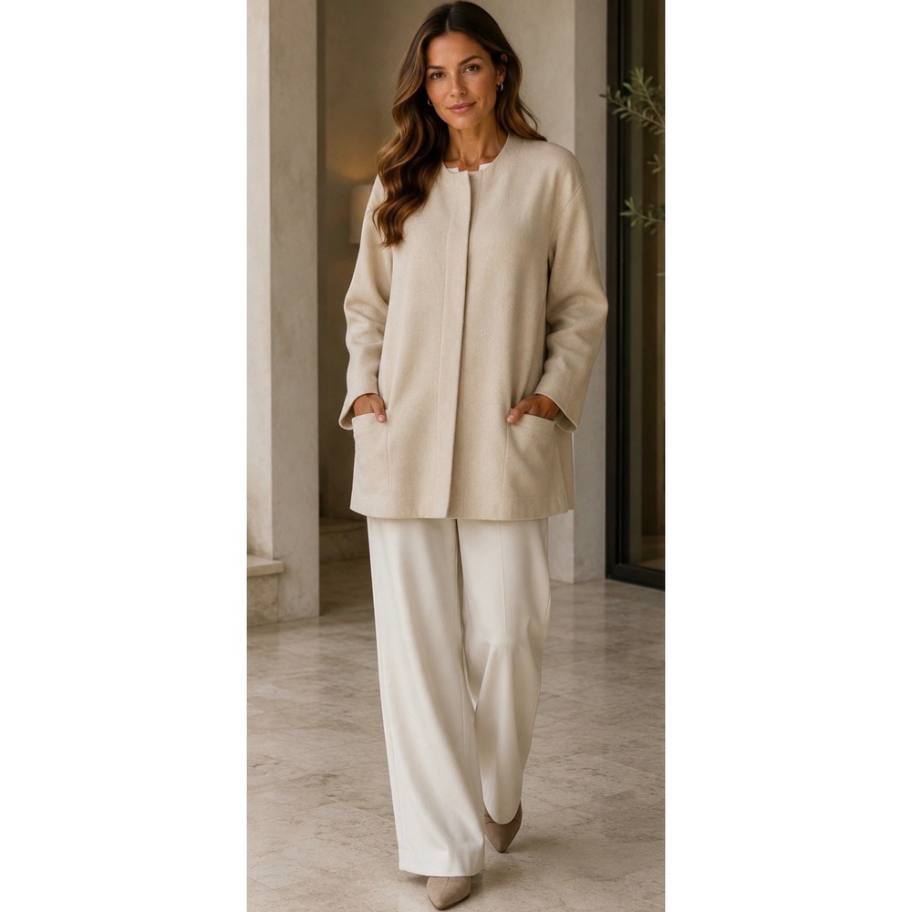 Studio Jax Beige Wool Cashmere Blend Blazer Jacket Size 16 Canada Classic Career